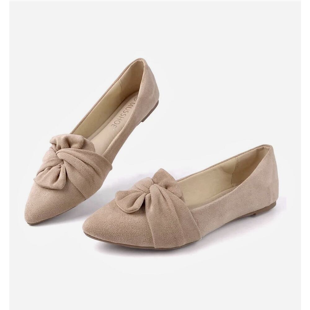 Musshoe Shoes Women's Size 9 Memory Foam Flats Pointed Toe Slip On Nude New